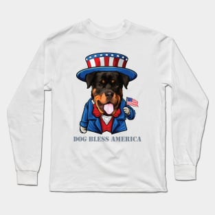 Rottweiler Dog Bless America Long Sleeve T-Shirt